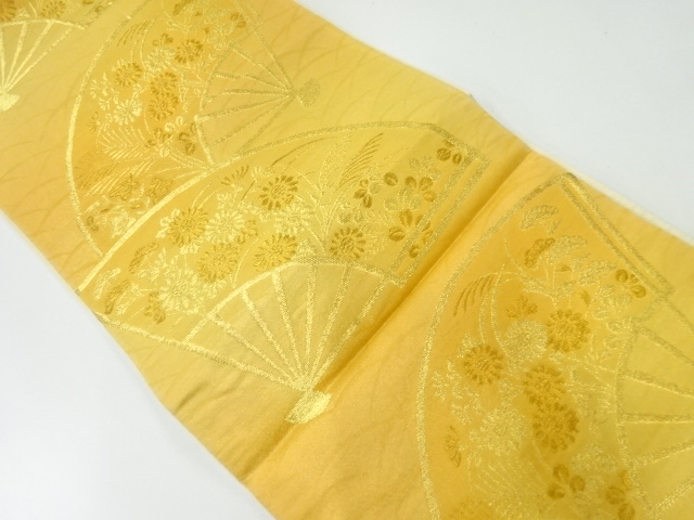 JAPANESE KIMONO / ANTIQUE FUKURO OBI / SILK / WOVEN AUTUMN FLOWERS